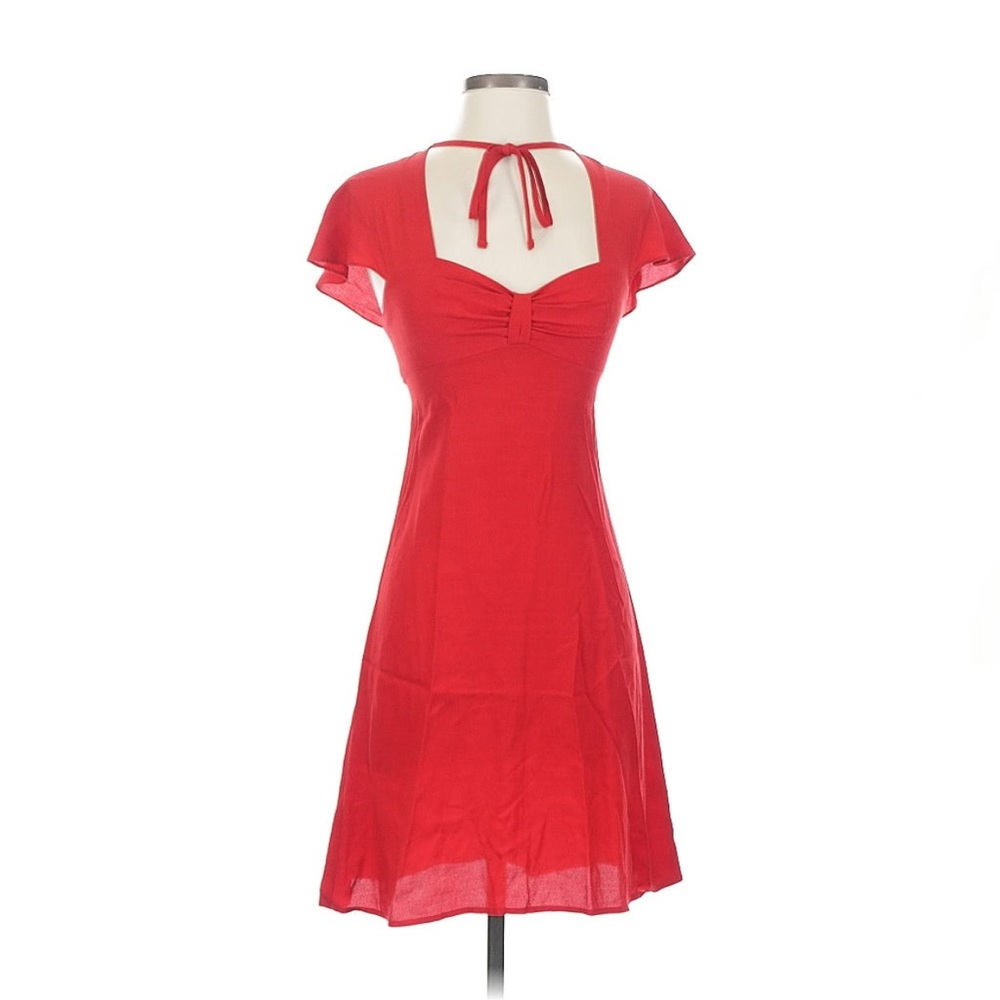 Rare Topshop x Kate Moss Collab Red Tie-Back Sweetheart Neck Midi Dress 4 NWOT